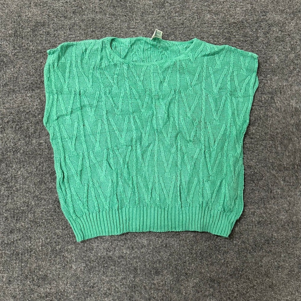 Sweaters USA Inc Vest Womens Size M Green Cable Knit Sleeveless  Vintage